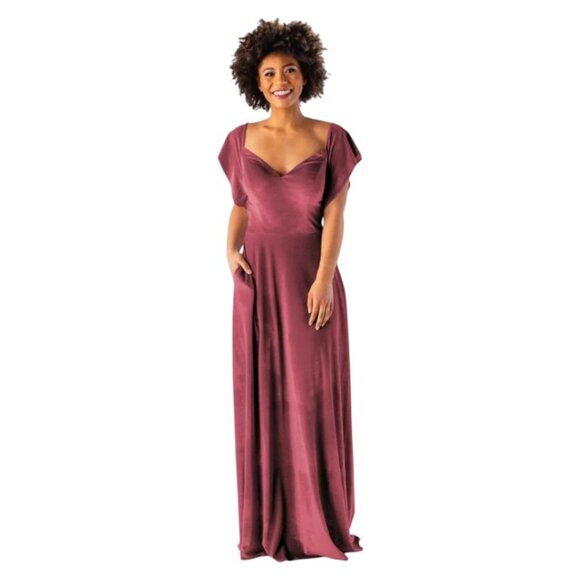 Kennedy Blue Evelyn Rosewood Dress Women's 4 Velvet A-line Bridesmaid Wedding - Picture 1 of 12